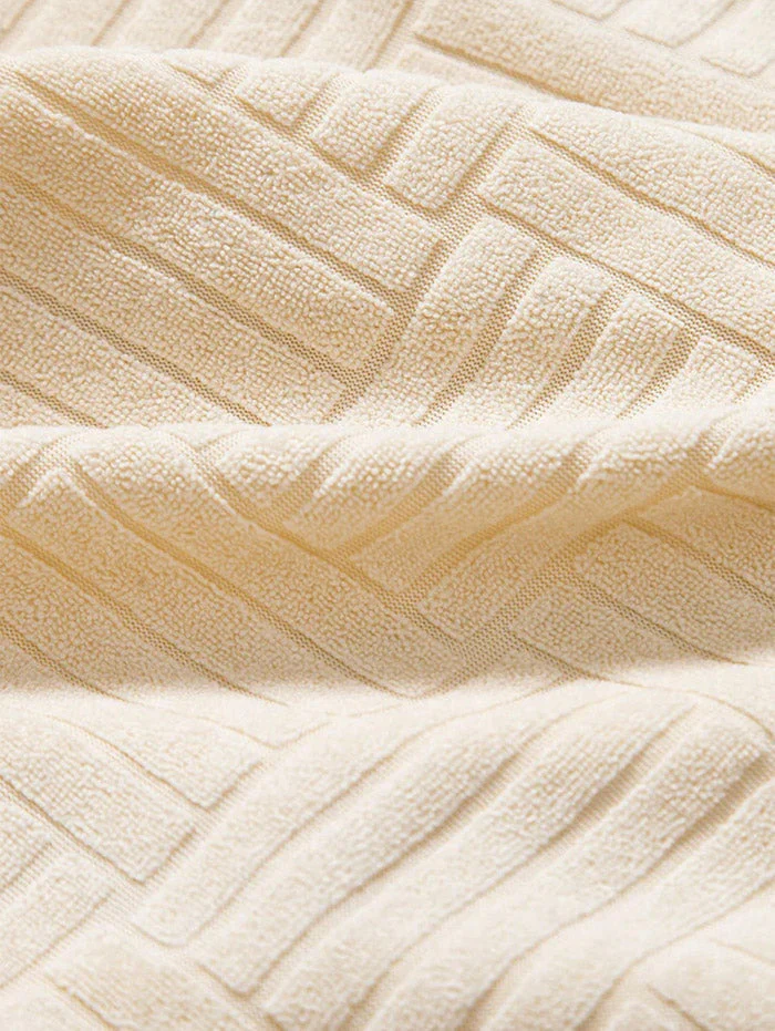 Mens Jacquard Towel Cloth Short Sleeves T-shirt - Image 4