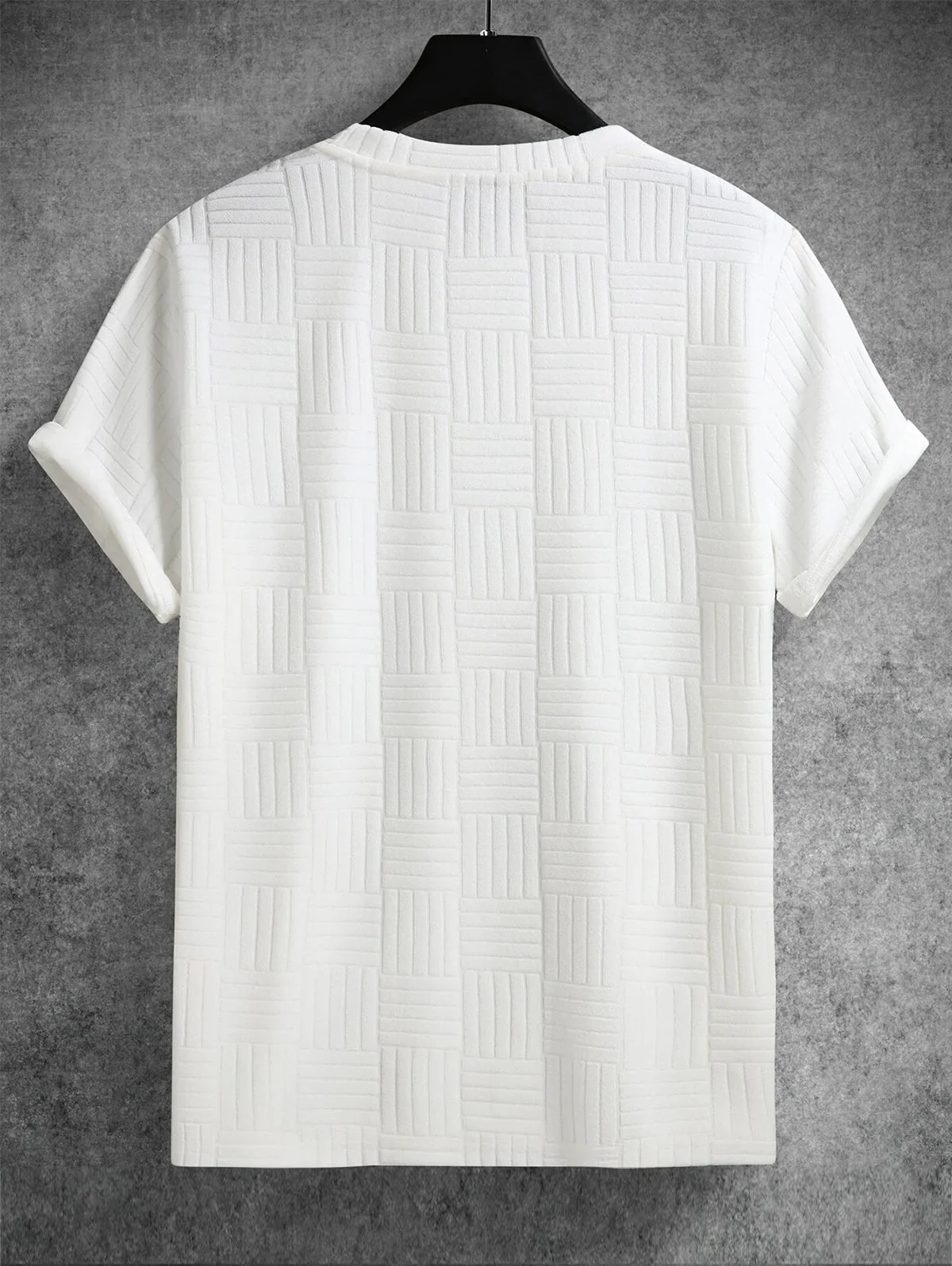 Mens Jacquard Towel Cloth Short Sleeves T-shirt - Image 7