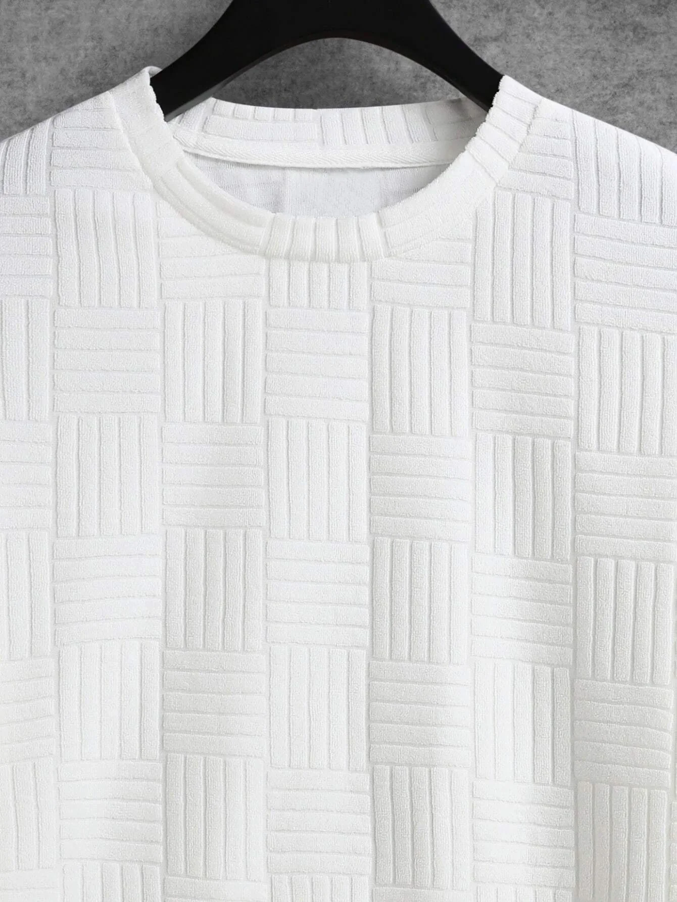 Mens Jacquard Towel Cloth Short Sleeves T-shirt - Image 8